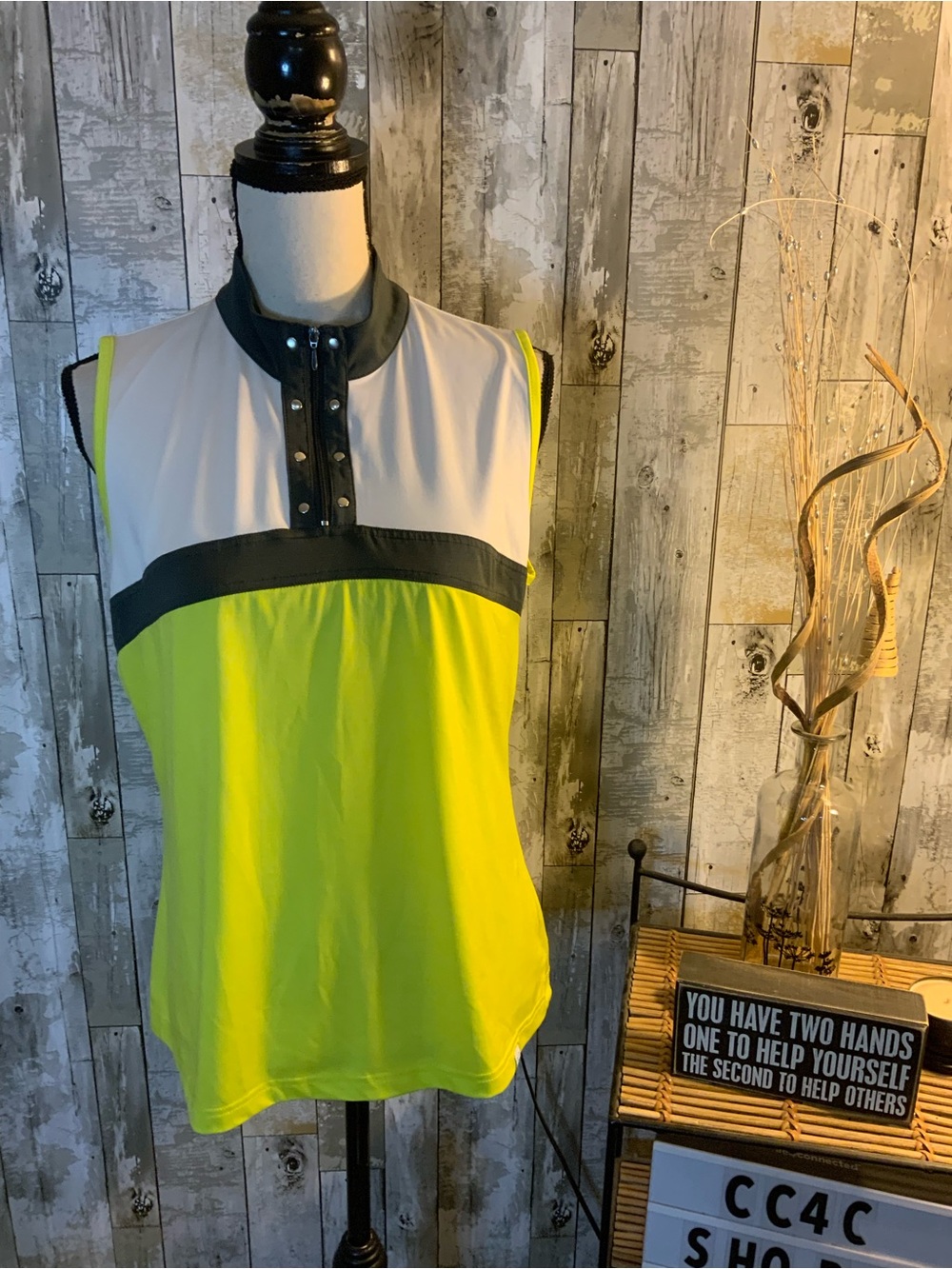Neon Yellow Contrast-Trim Sleeveless Tank Top